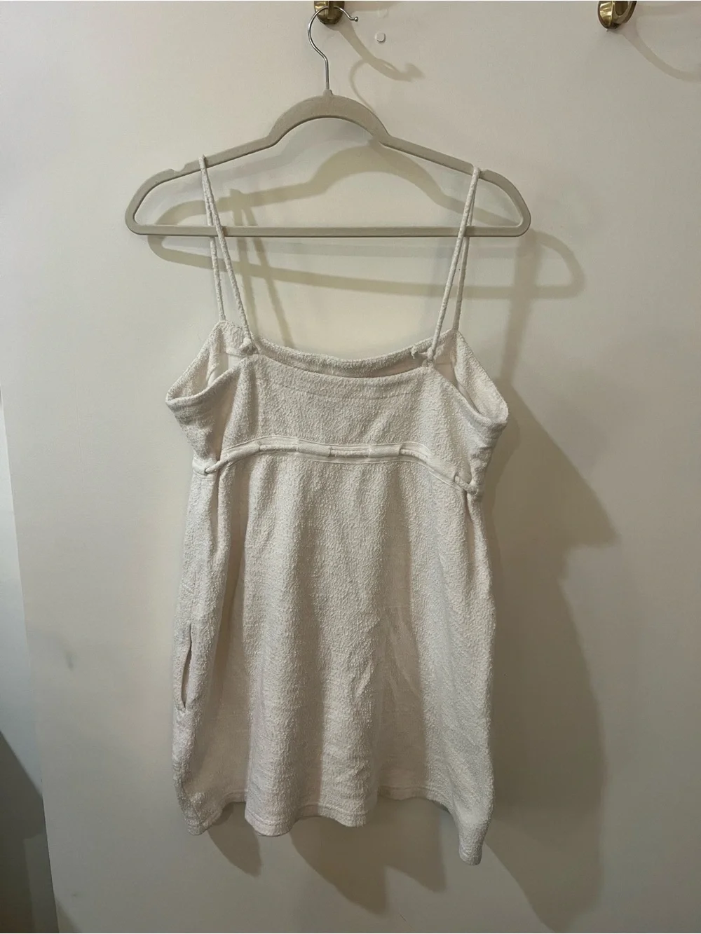 Free People White Terry Mini Dress with Spaghetti Straps